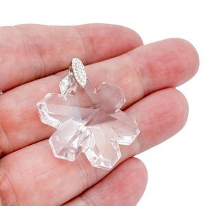 Vintage AU Sterling Silver 925 Crystal Snowflake Pendant